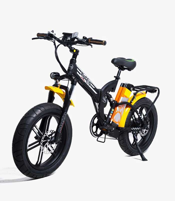 אופניים חשמליים Big Dog Off Road - מבט קדמי זוויתי, צבע שחור-כתום