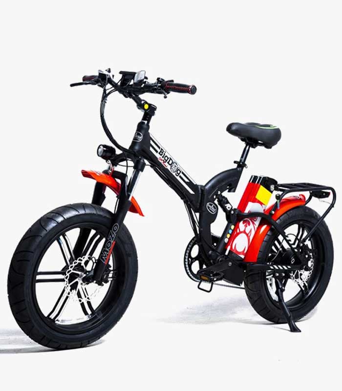 אופניים חשמליים Big Dog Off Road - מבט קדמי זוויתי, צבע אדום-שחור