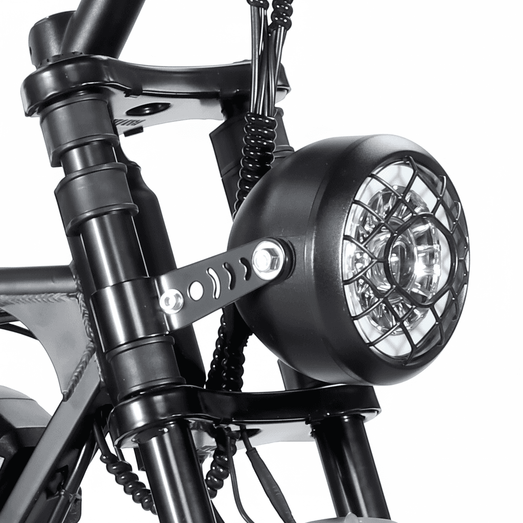פנס LED קדמי עגול בסגנון רטרו עם רשת מגן - אופניים חשמליים Smart Bike V8