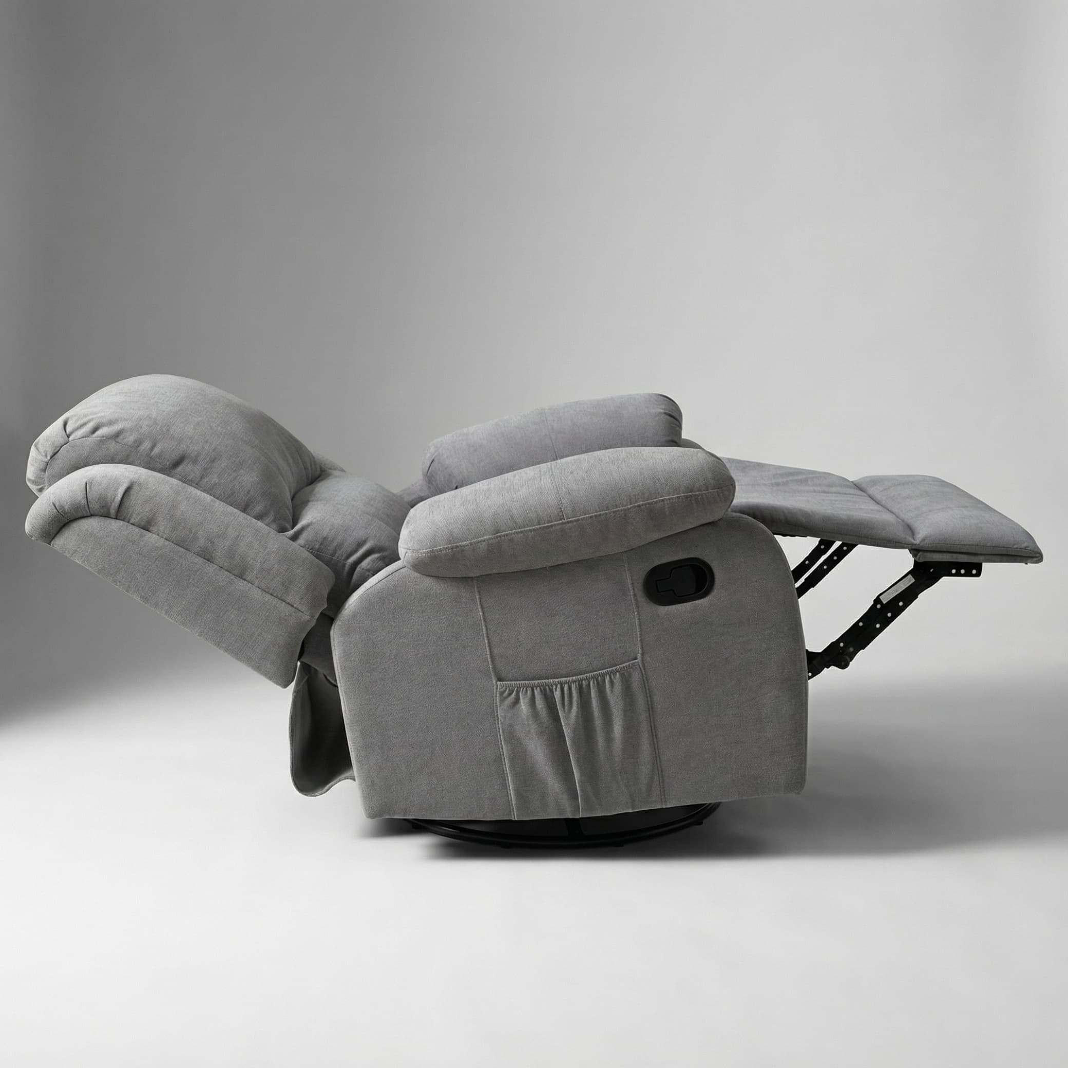 כורסת טלוויזיה עיסוי וחימום ריקלינר ידני Dolce Vita Torino Relax - בד אפור