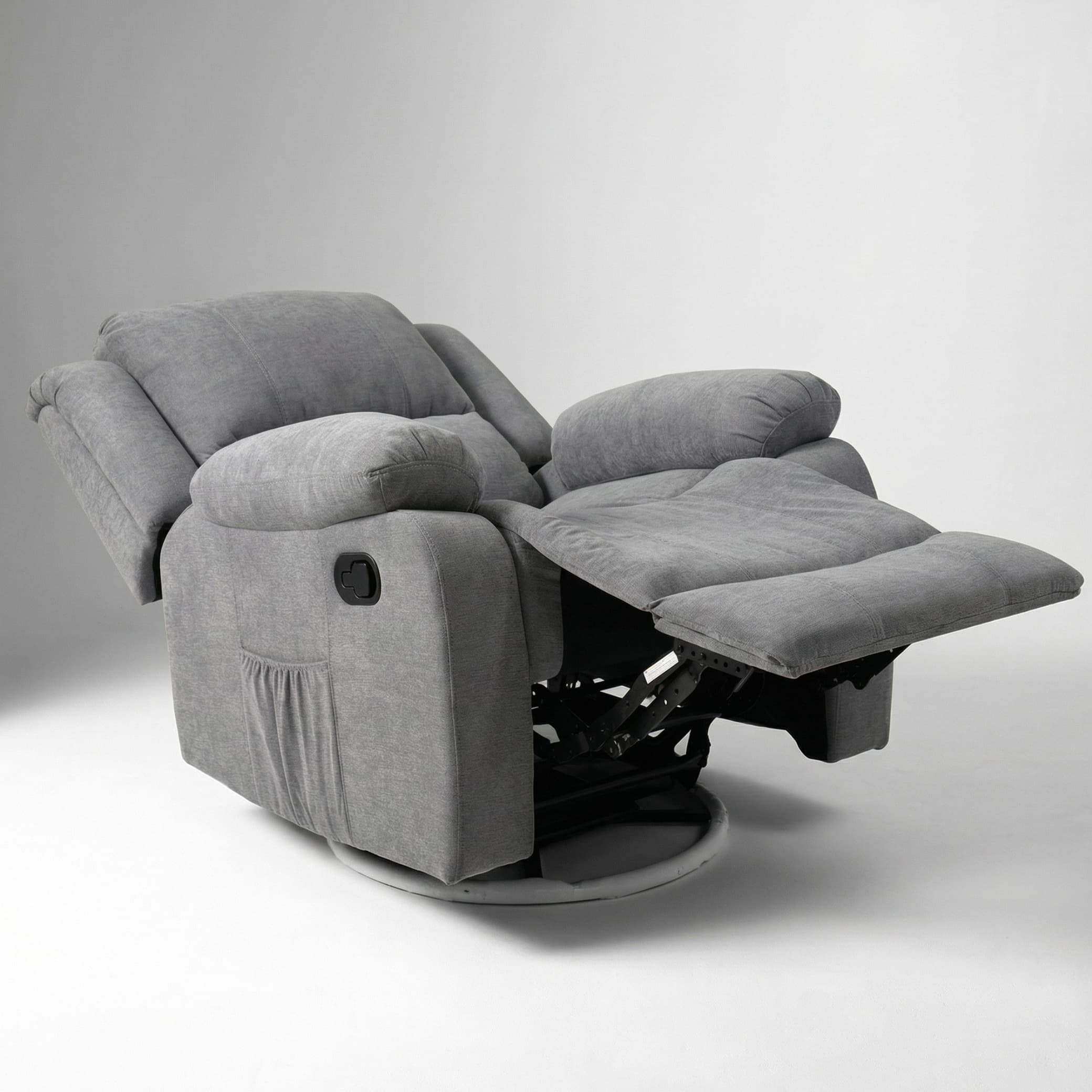 כורסת טלוויזיה עיסוי וחימום ריקלינר ידני Dolce Vita Torino Relax - בד אפור