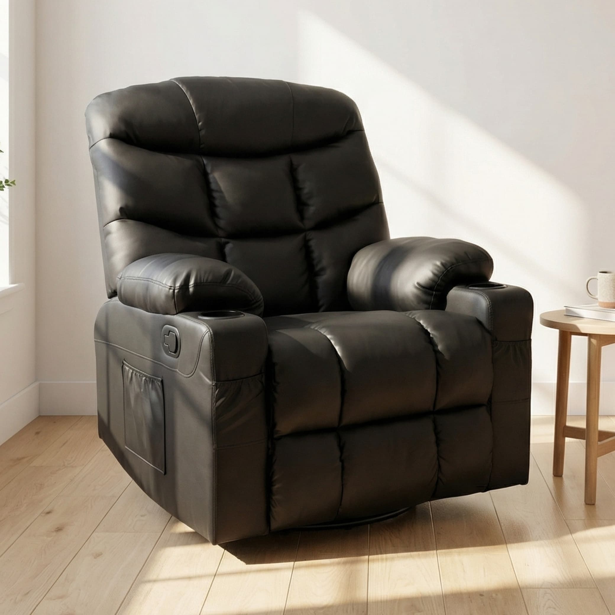 כורסת טלוויזיה עיסוי וחימום Dolce Vita Napoli Relax - עור תעשייתי שחור