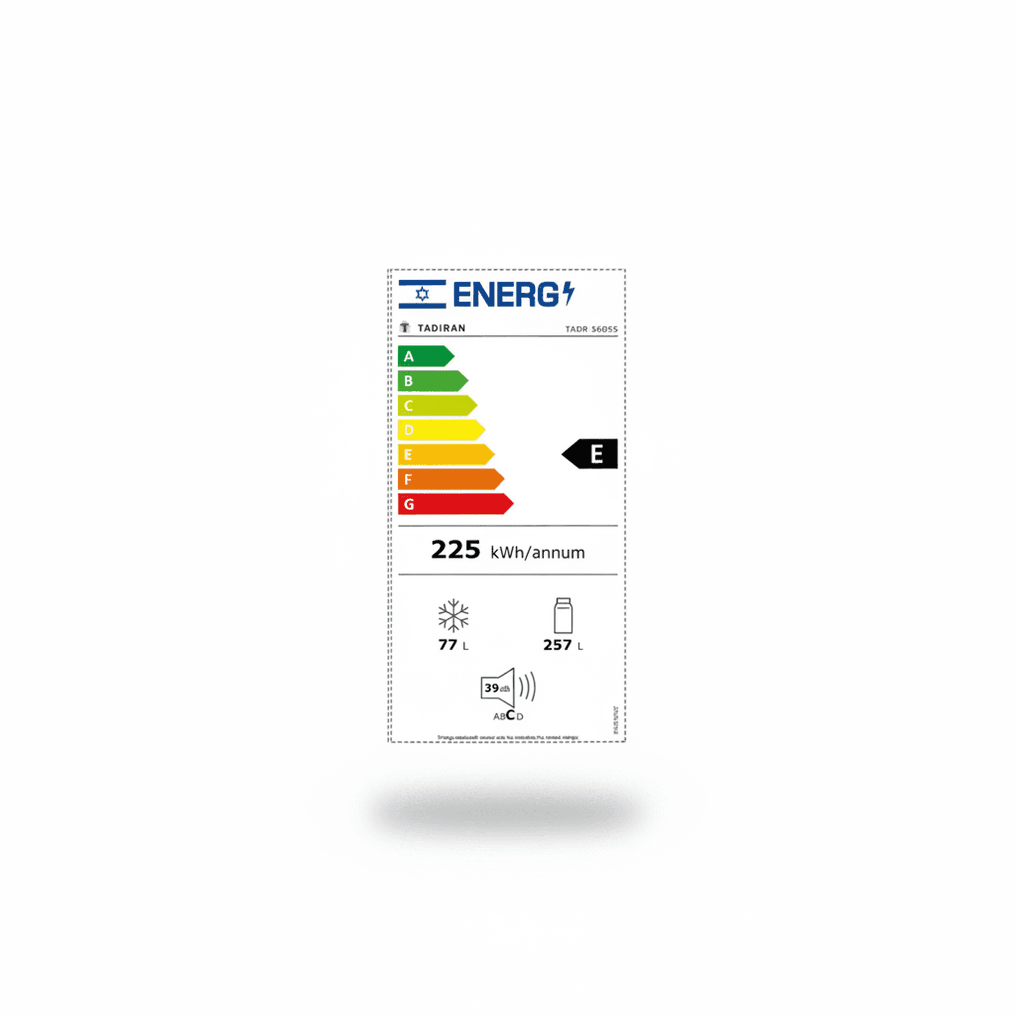 מקרר תדיראן TADR 360SS בגימור נירוסטה איכותי - צילום בזווית צדדית