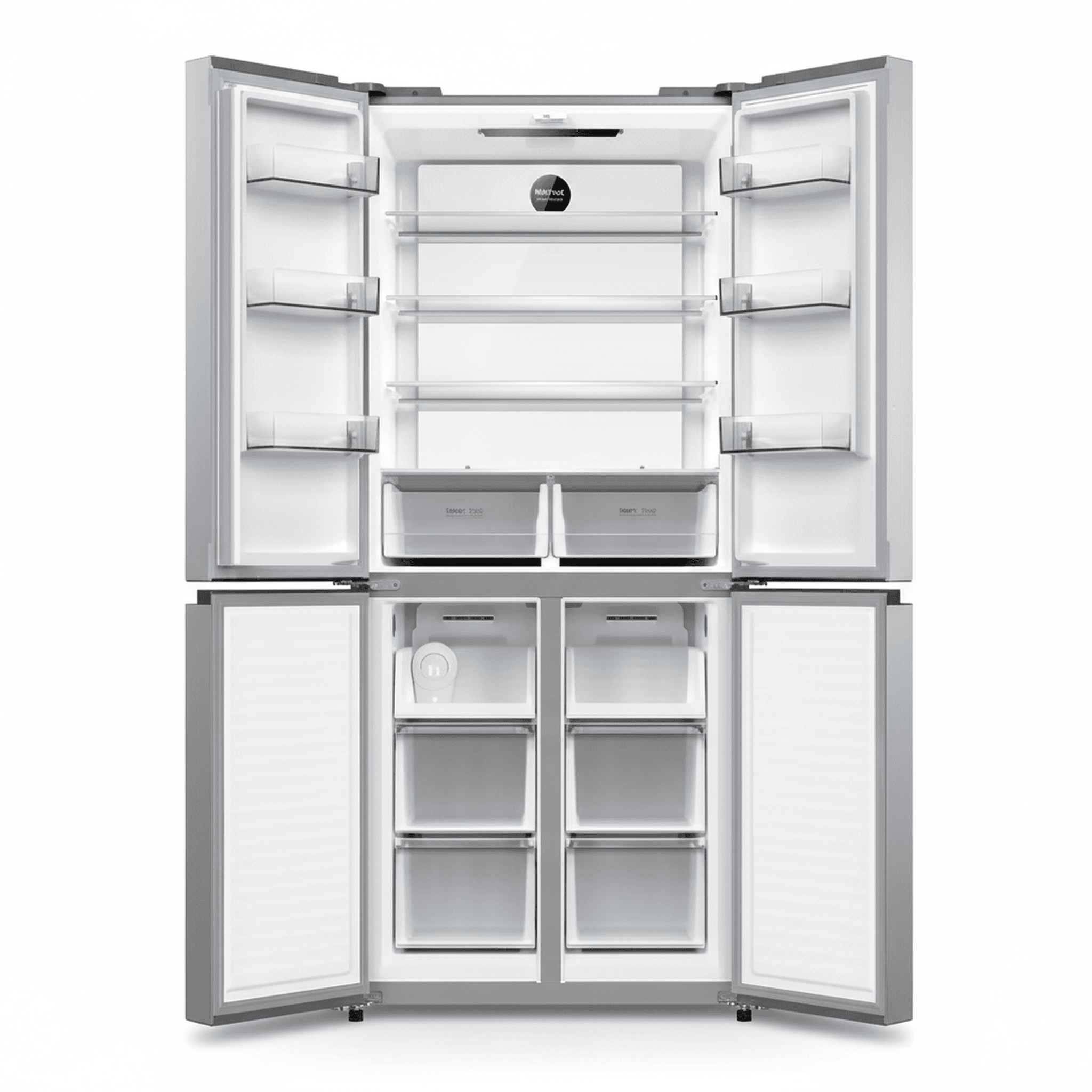 מקרר תדיראן נירוסטה 4 דלתות TADR4 415SS בזווית צד המדגישה את העיצוב המודרני והידיות