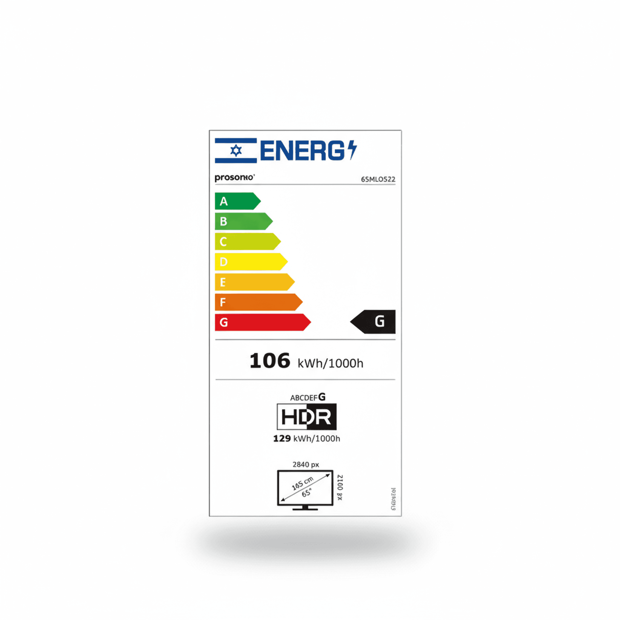 פרופיל צדי של טלוויזיה Prosonic 65MLOS22 בטכנולוגיית Mini LED