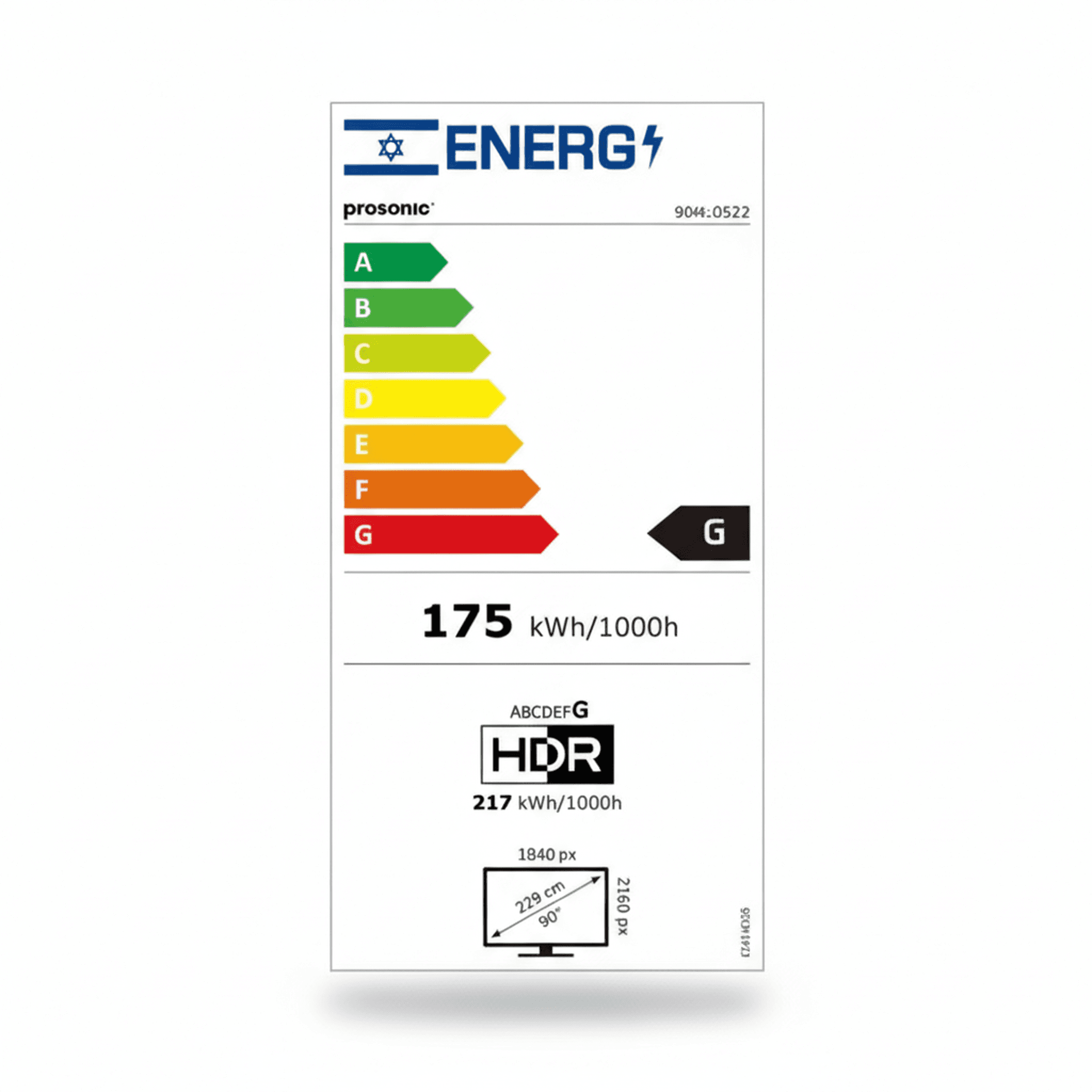פרופיל צדי של טלוויזיה PROSONIC 90MLOS22 המציג עיצוב דק ואלגנטי בטכנולוגיית MINI LED