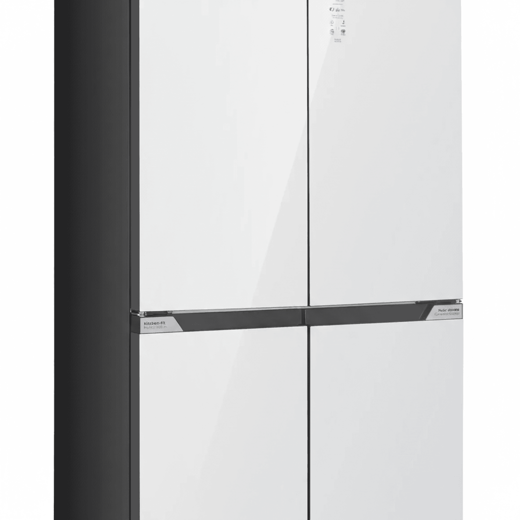 מקרר קו אפס תדיראן דגם TADRS4505GW בגימור זכוכית לבנה יוקרתית בזווית צידית