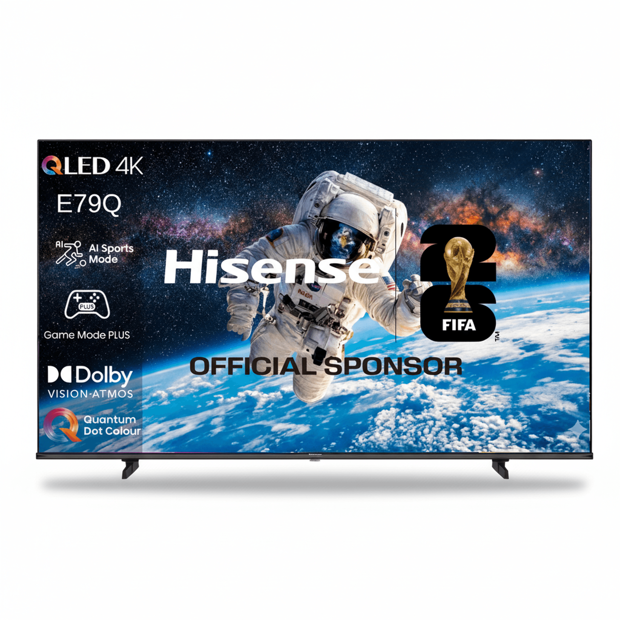 טלוויזיה 55 אינץ׳ Hisense SMART QLED 4K דגם 55E79Q - מבט חזיתי