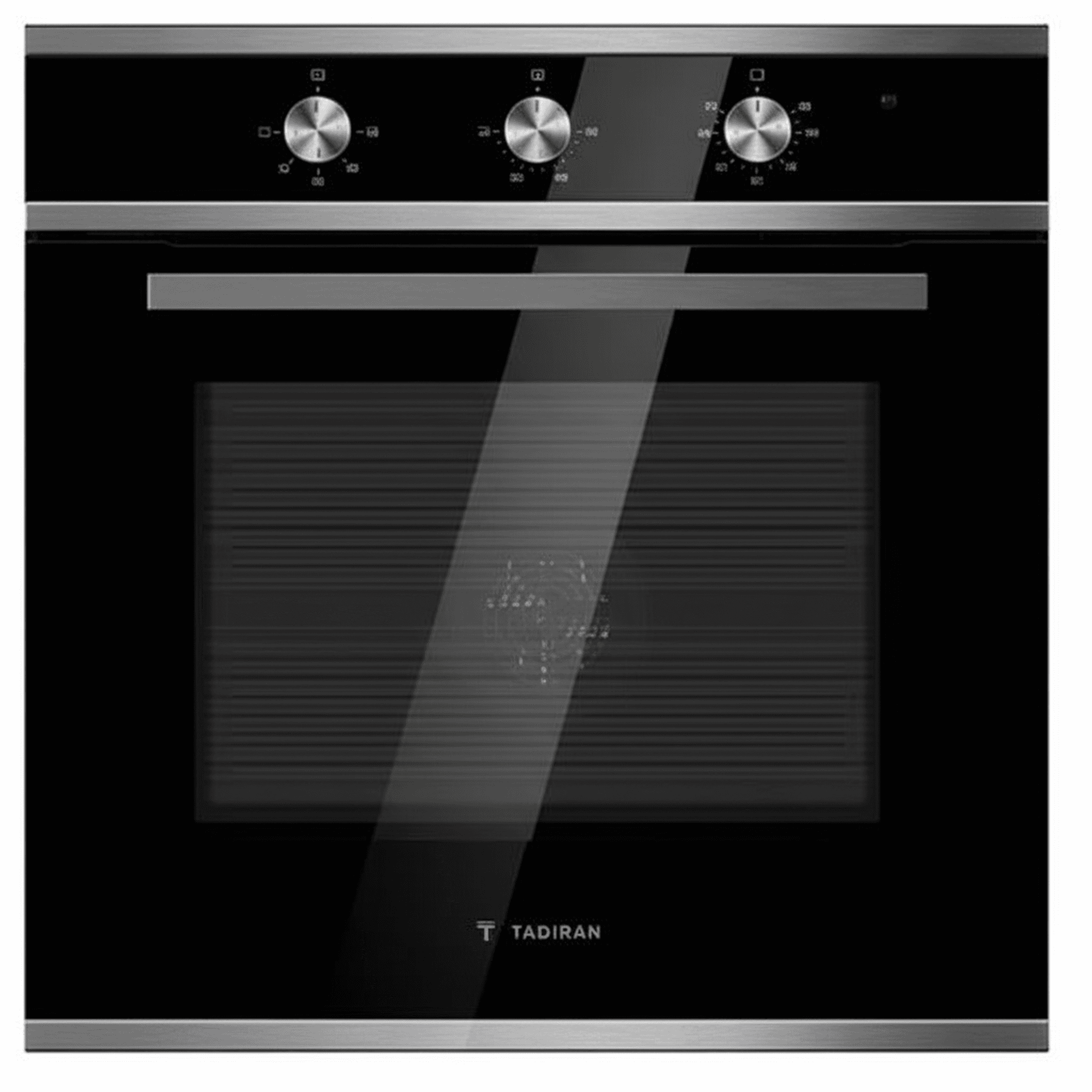 תנור בנוי מכני 70 ליטר נירוסטה TADO 65S תדיראן TADIRAN - מבט חזיתי כללי המציג את עיצוב הנירוסטה האלגנטי, דלת הזכוכית וכפתורי ההפעלה