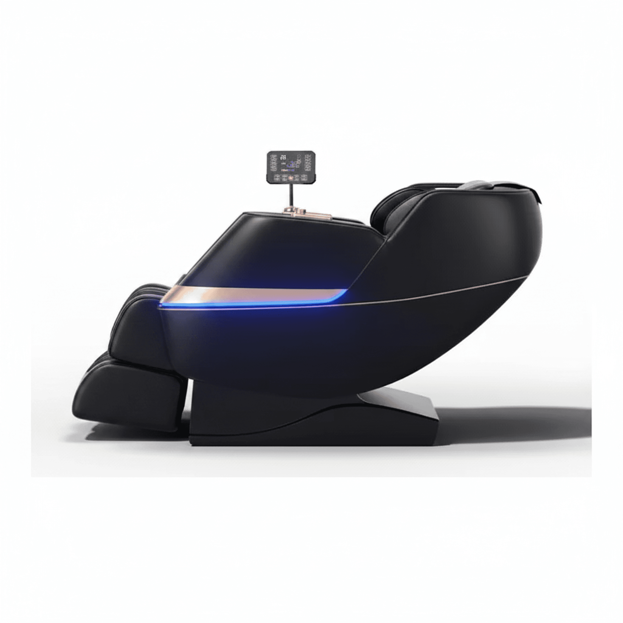 כורסת מסאג' מקצועית עור בונדד לדר AMORA CF-188B שחור - צילום מזווית צד הממחיש את המבנה הארגונומי, משענות היד ותנוחת ההישענות