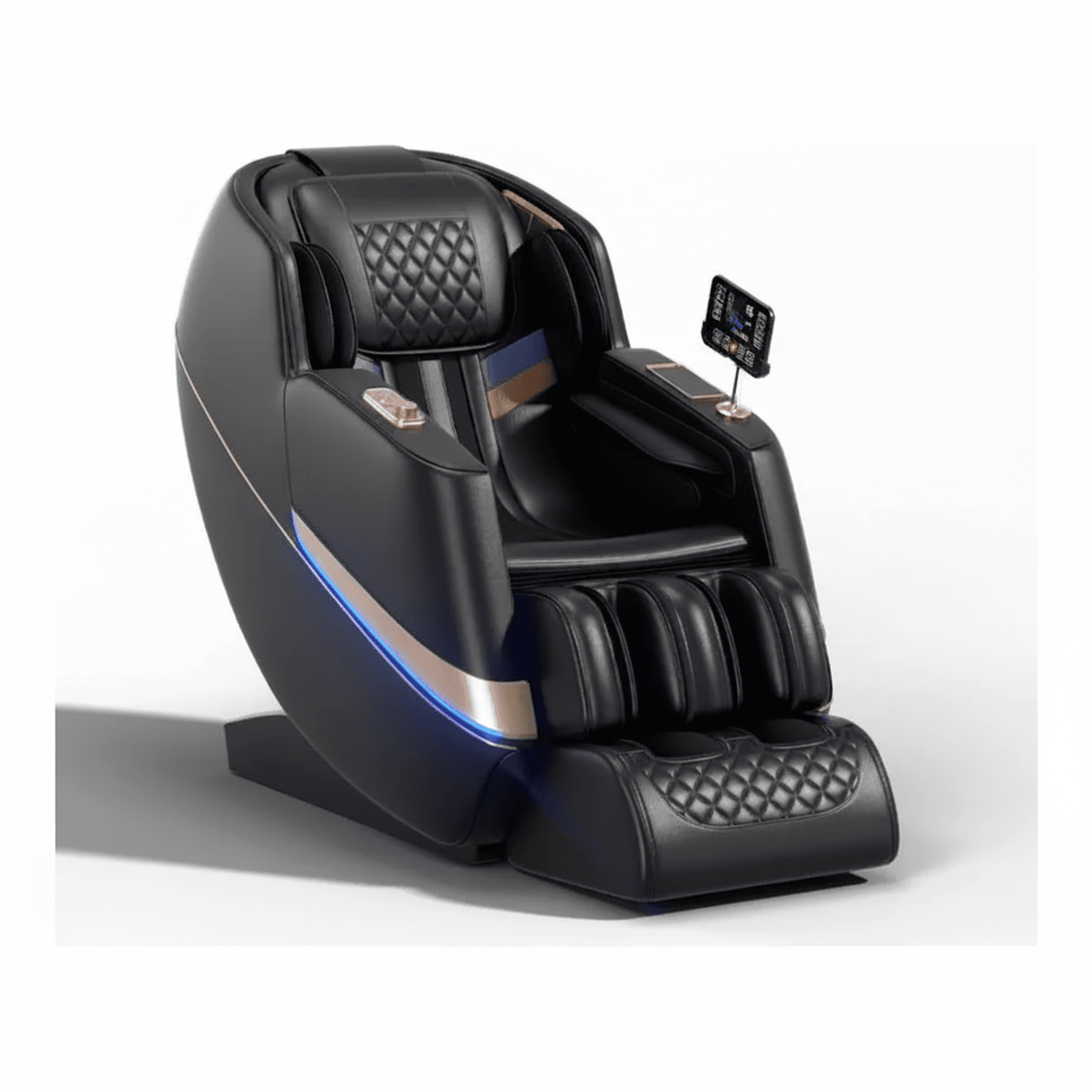 כורסת מסאג' מקצועית עור בונדד לדר AMORA CF-188B שחור - צילום תקריב המציג את טקסטורת הריפוד, איכות התפרים ופרטי הגימור המוקפדים