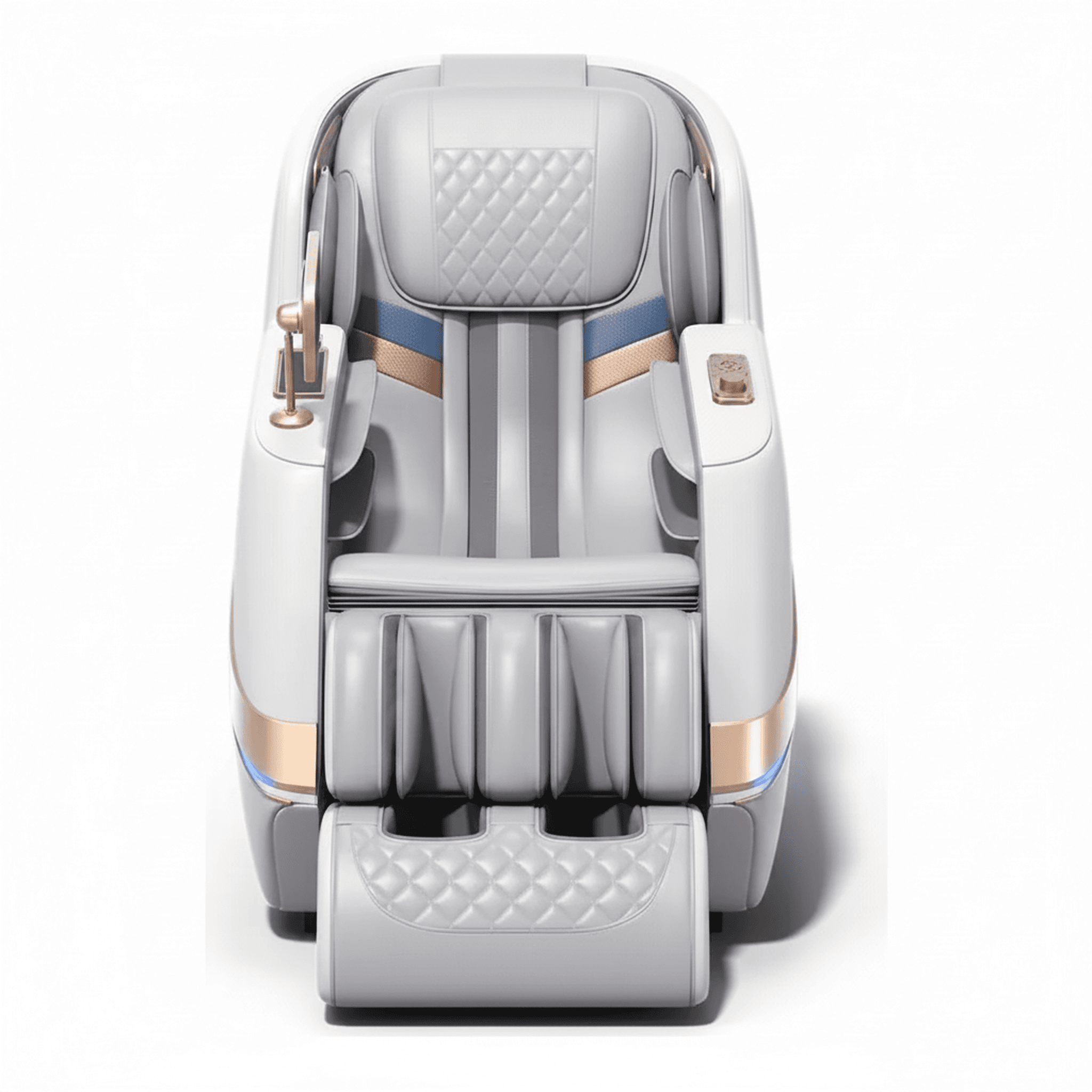 כורסת מסאג' מקצועית עור בונדד לדר AMORA CF-188W אפור - מבט חזיתי כללי המציג את העיצוב היוקרתי וריפוד העור המלא