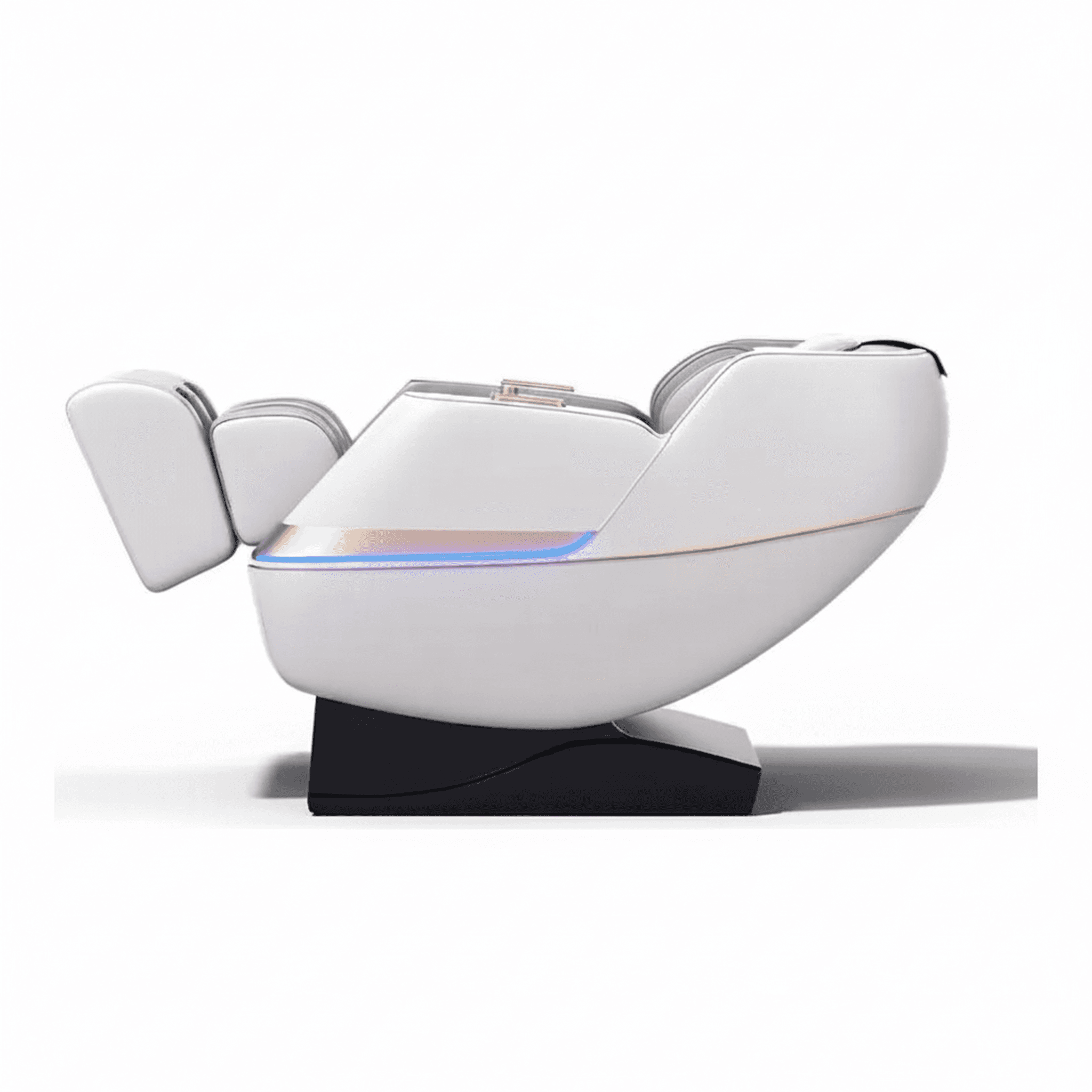 כורסת מסאג' מקצועית עור בונדד לדר AMORA CF-188W אפור - מבט מהצד הממחיש את המבנה הארגונומי, משענות היד וזווית ההישענות