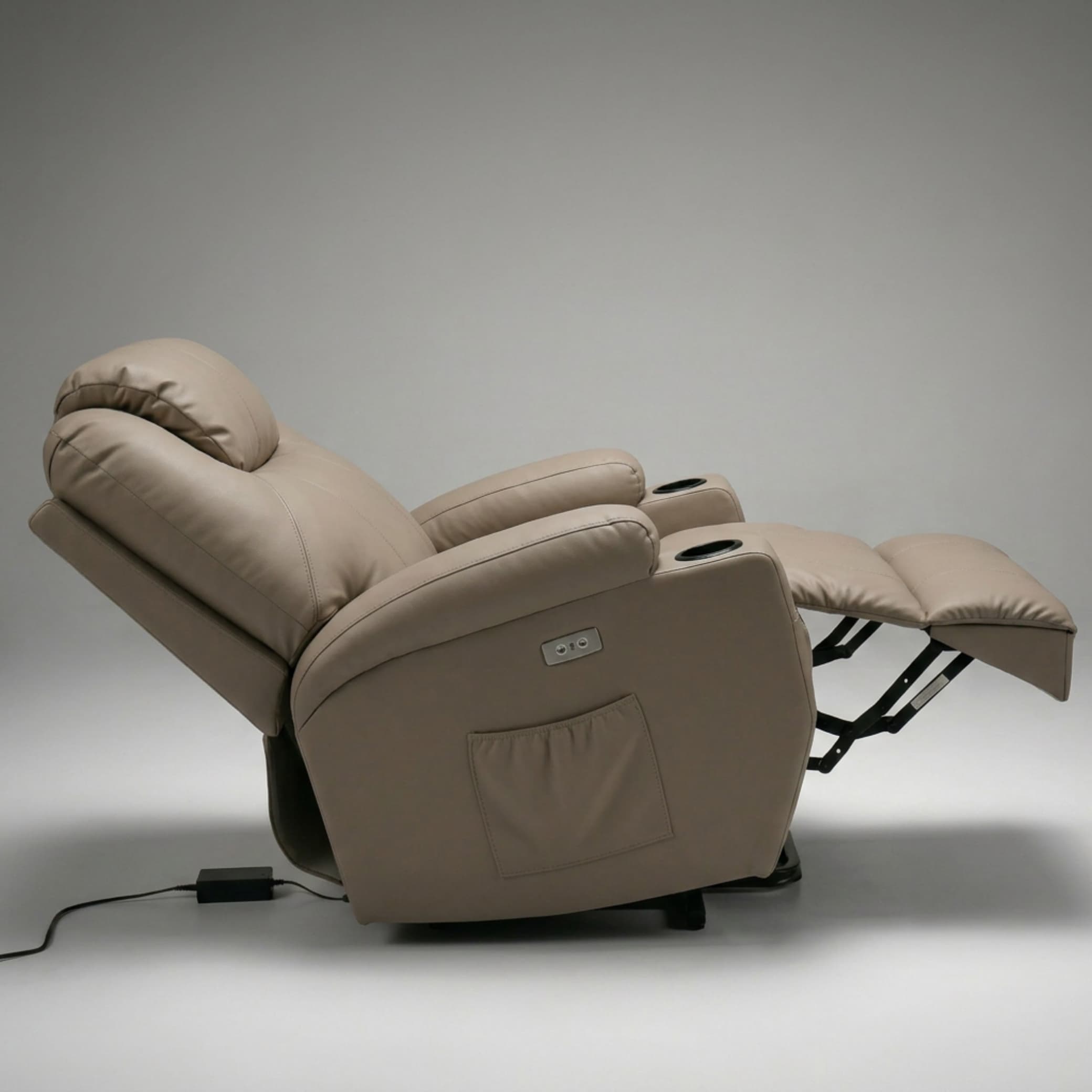 כורסת קימה חשמלית Dolce Vita דגם Milano פרימיום עור PU בז' עם 8 נקודות עיסוי | חימום + USB - גלריה 2