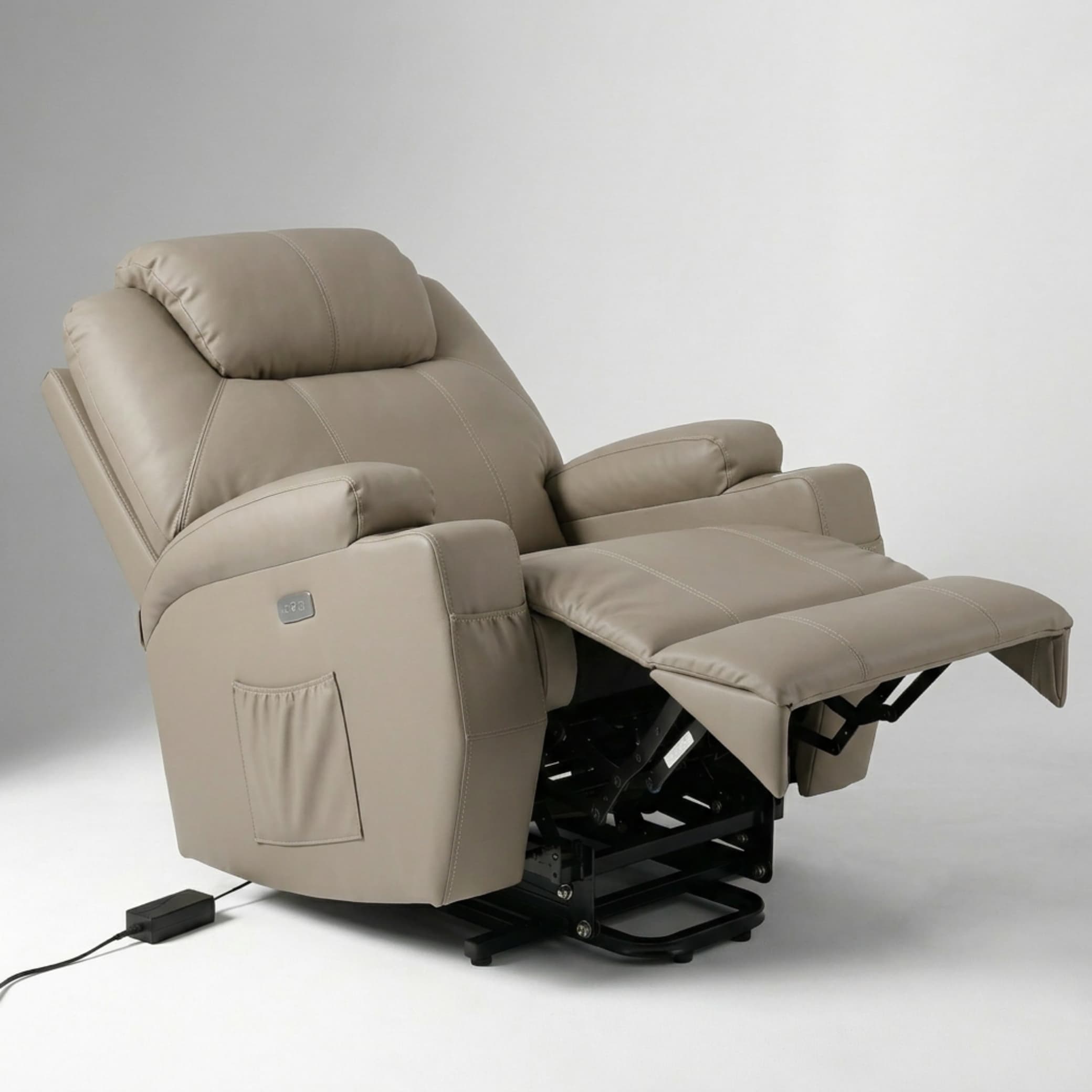 כורסת קימה חשמלית Dolce Vita דגם Milano פרימיום עור PU בז' עם 8 נקודות עיסוי | חימום + USB - גלריה 3