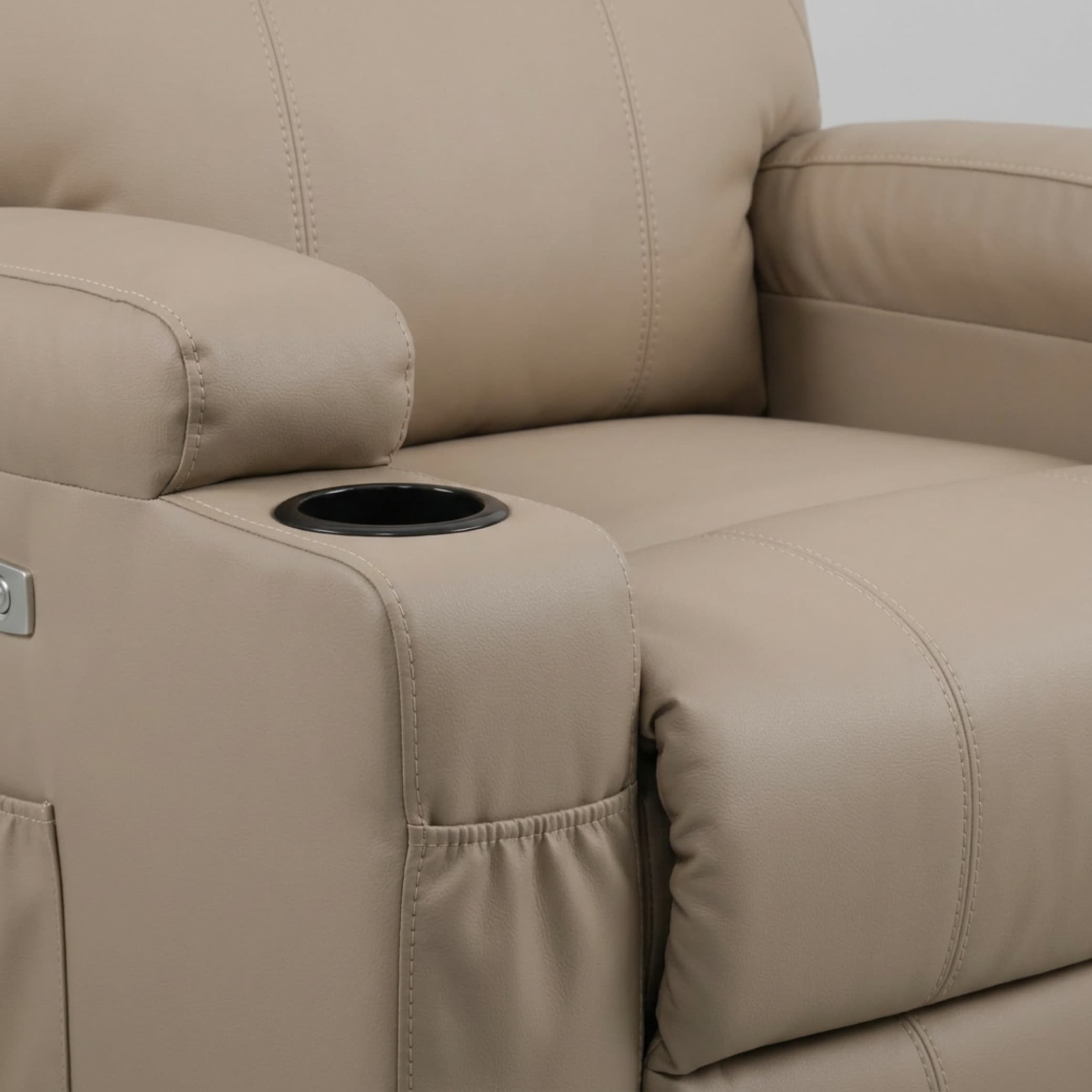 כורסת קימה חשמלית Dolce Vita דגם Milano פרימיום עור PU בז' עם 8 נקודות עיסוי | חימום + USB - גלריה 4