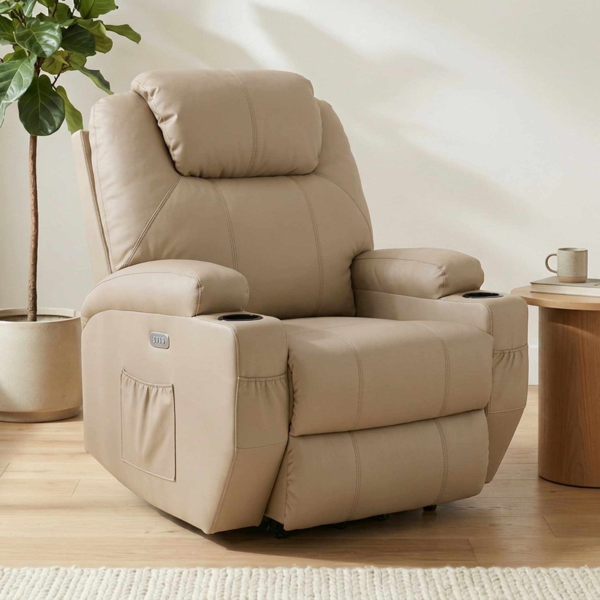 כורסת קימה חשמלית Dolce Vita דגם Milano פרימיום עור PU בז' עם 8 נקודות עיסוי | חימום + USB - תמונה ראשית