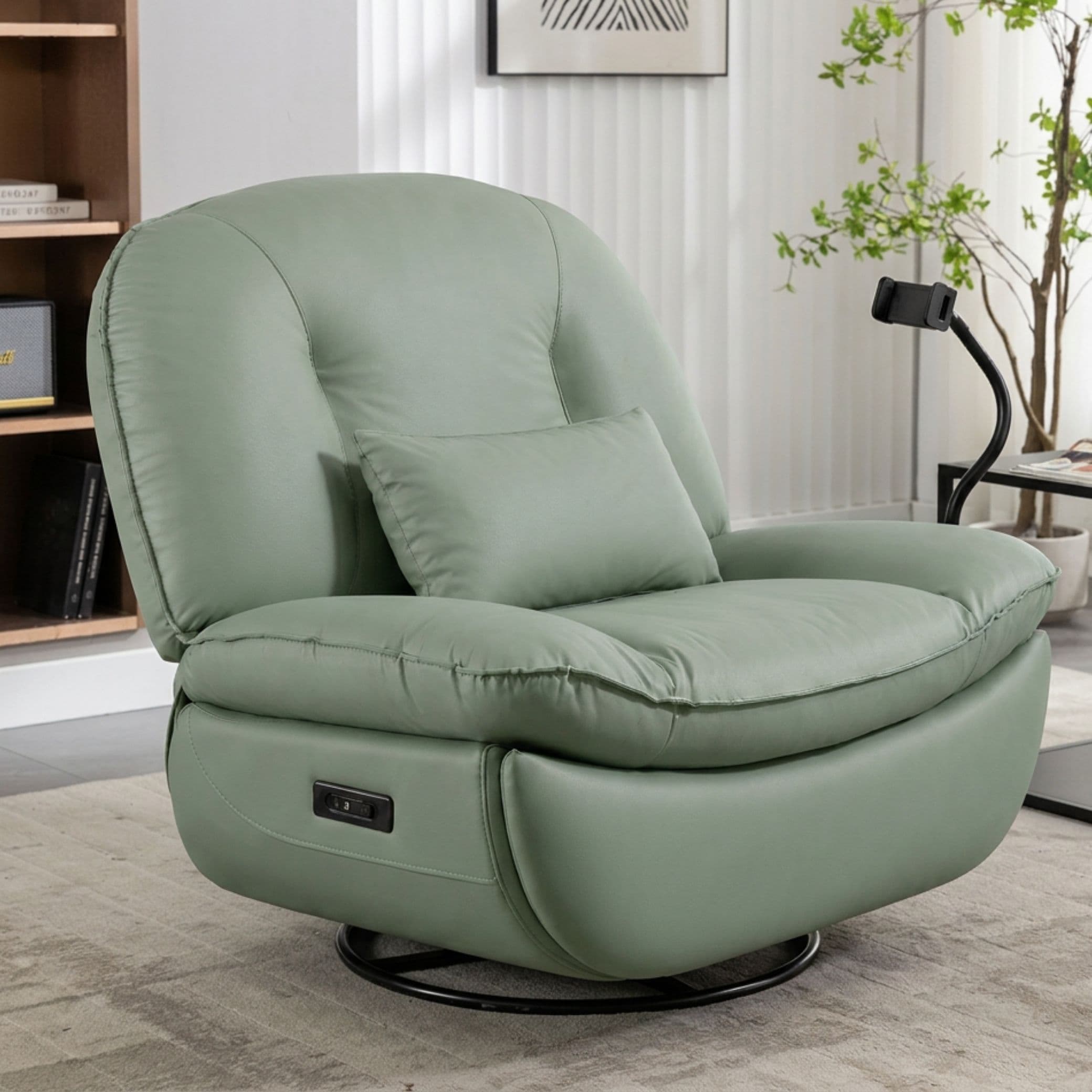 Dolce Vita Verona Electric Swivel Massage & Heating Recliner – Green Anti-Scratch Leather + USB