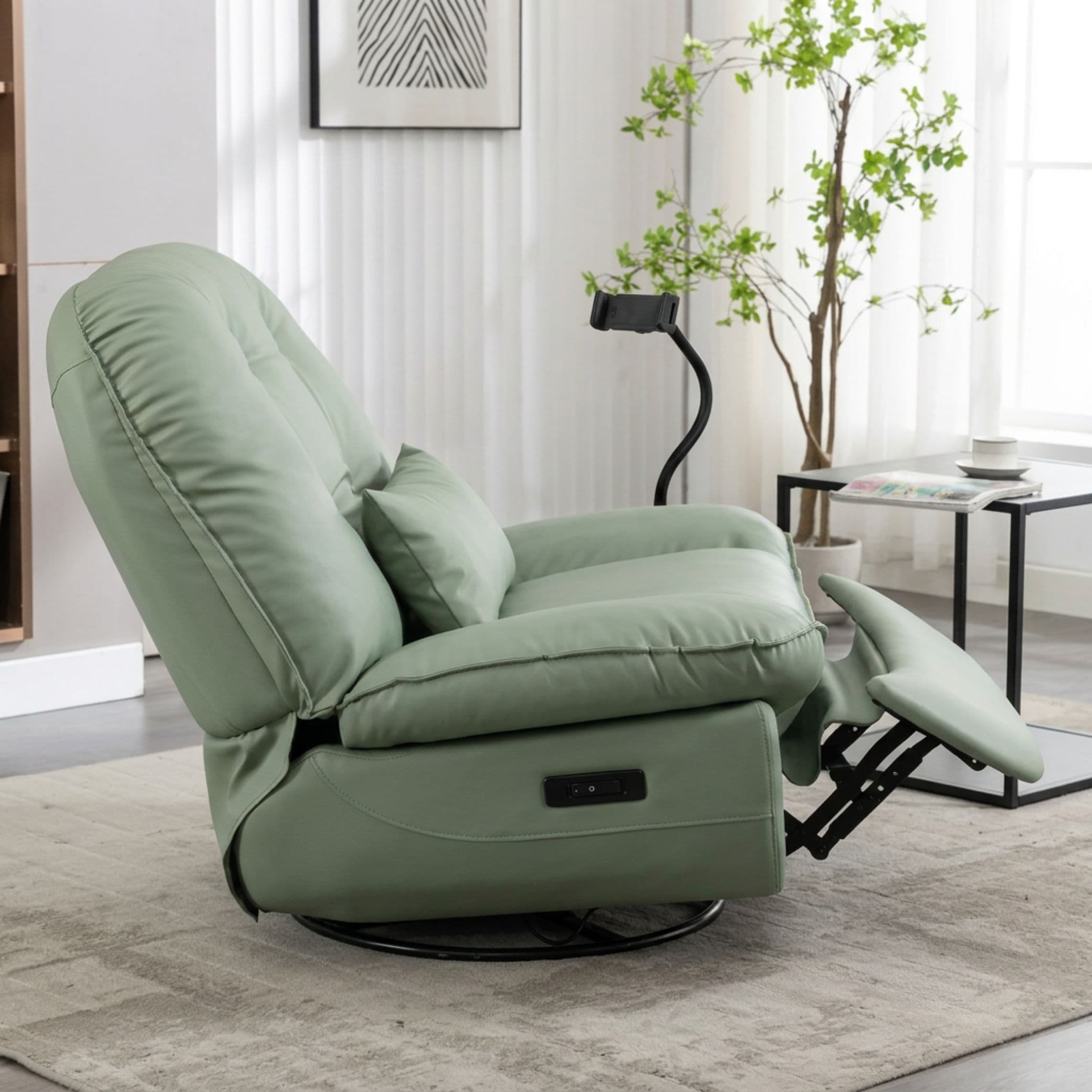 Dolce Vita Verona Electric Swivel Massage & Heating Recliner – Green Anti-Scratch Leather + USB - תמונה 4