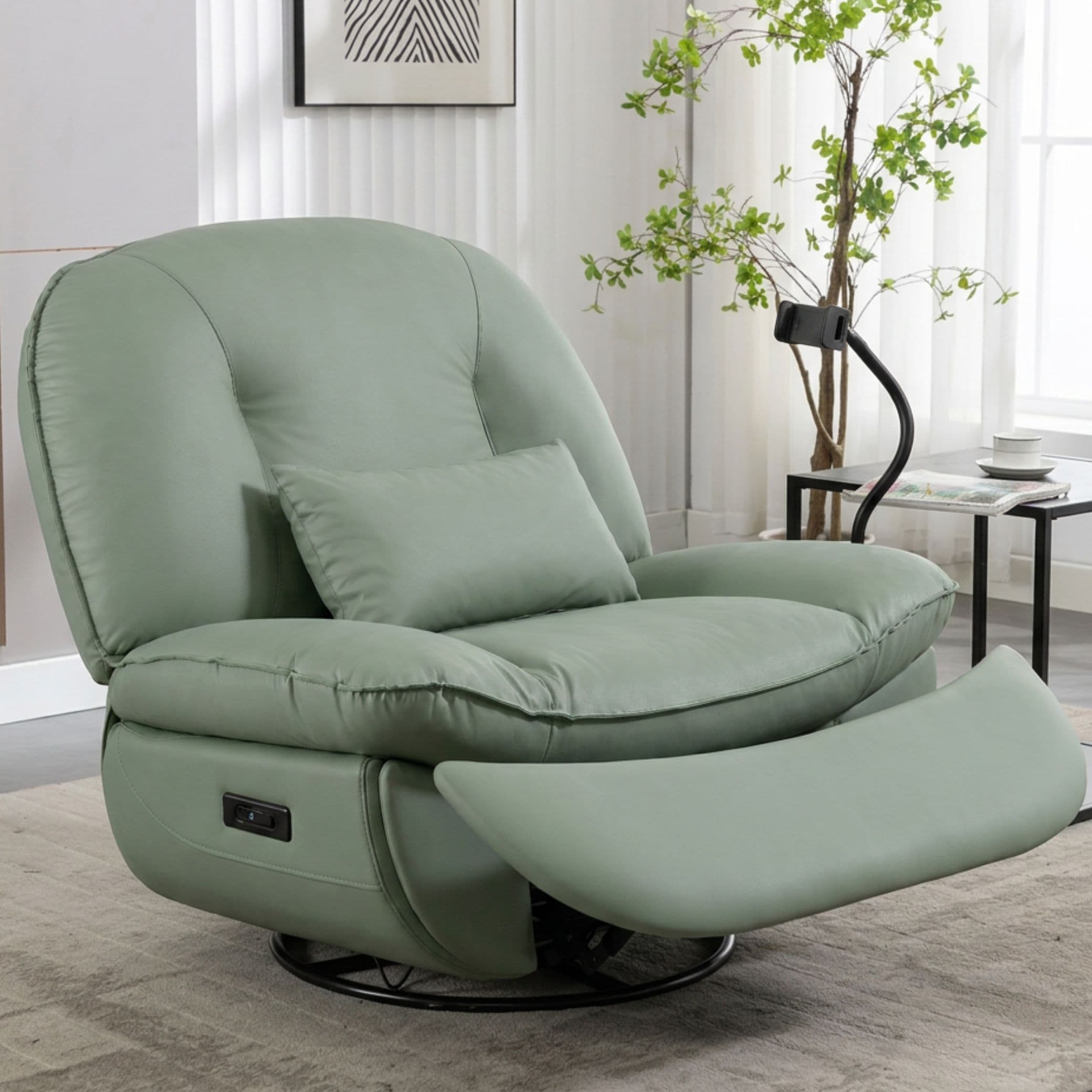 Dolce Vita Verona Electric Swivel Massage & Heating Recliner – Green Anti-Scratch Leather + USB - תמונה 5