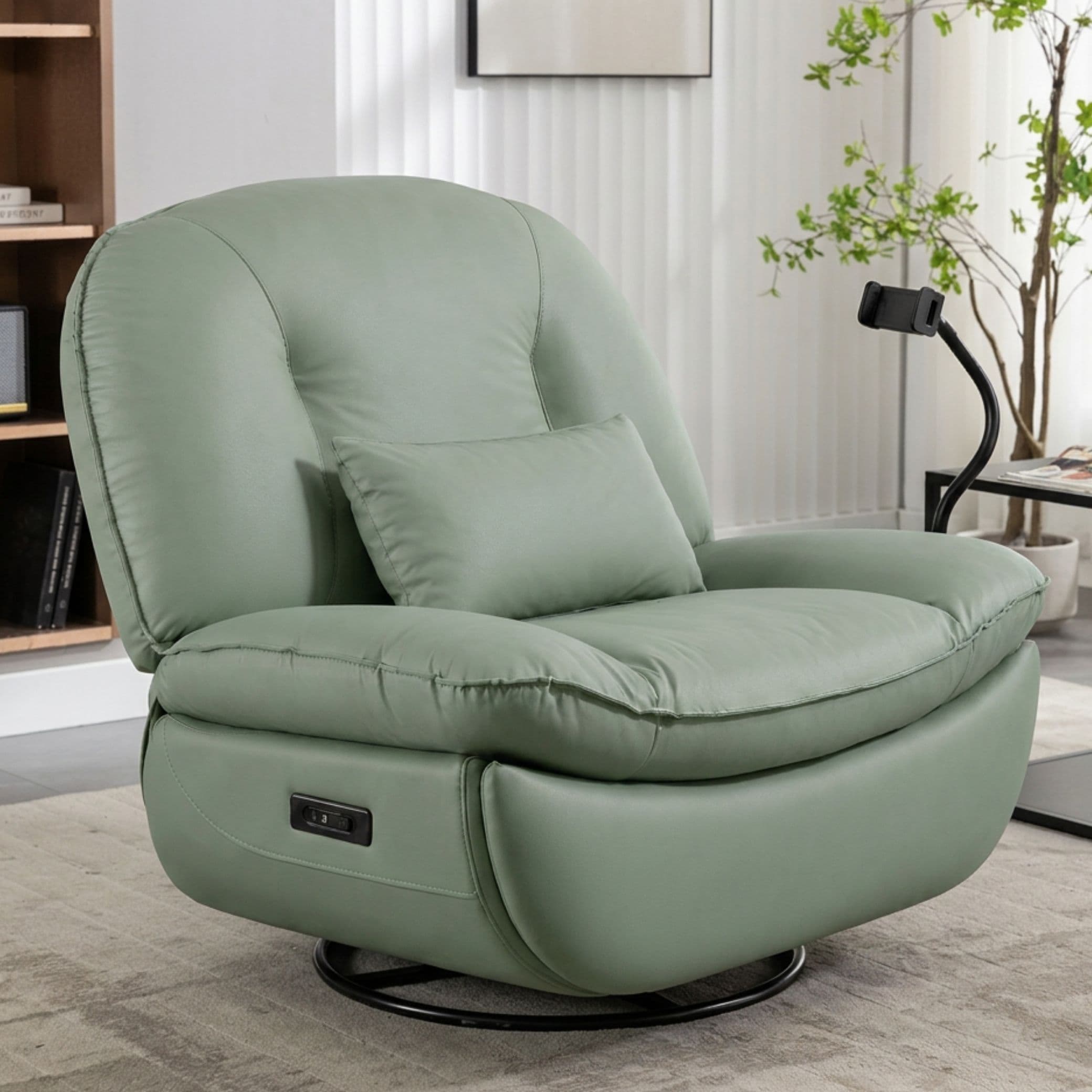 Sillón de Masaje y Calefacción Eléctrico Giratorio Dolce Vita Verona - Cuero Anti-Scratch Verde + USB