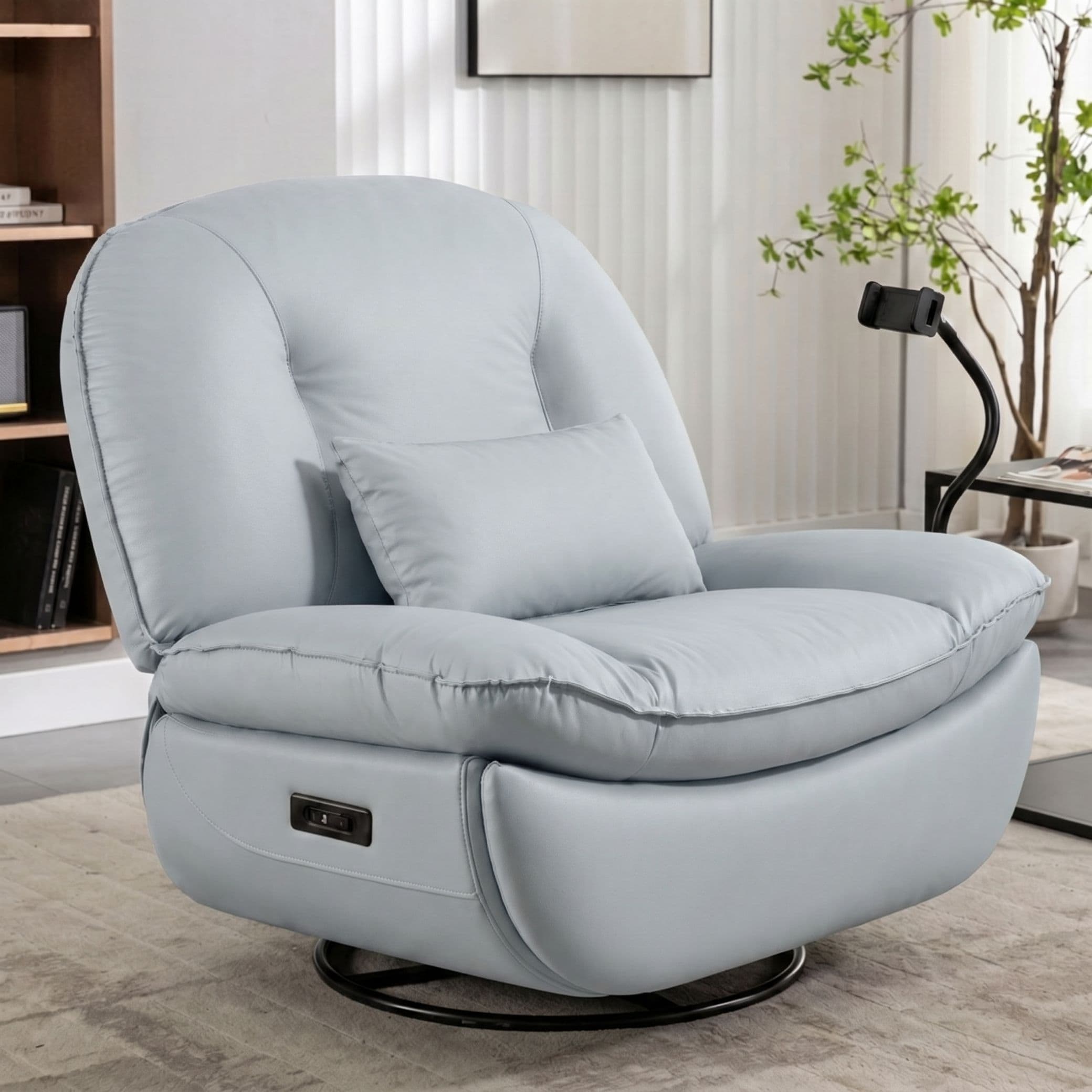 כורסת עיסוי וחימום חשמלית מסתובבת Dolce Vita Verona - עור Anti-Scratch כחול + USB
