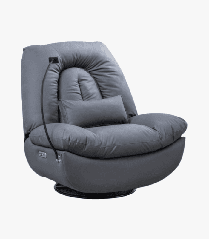 כורסת מסאג עור ריקליינר חשמלי AIR LEATHER אריאן פרימיום אפור