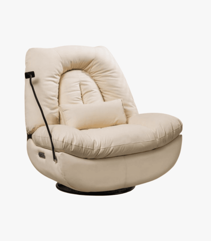 כורסת מסאג עור ריקליינר חשמלי AIR LEATHER אריאן פרימיום שמנת