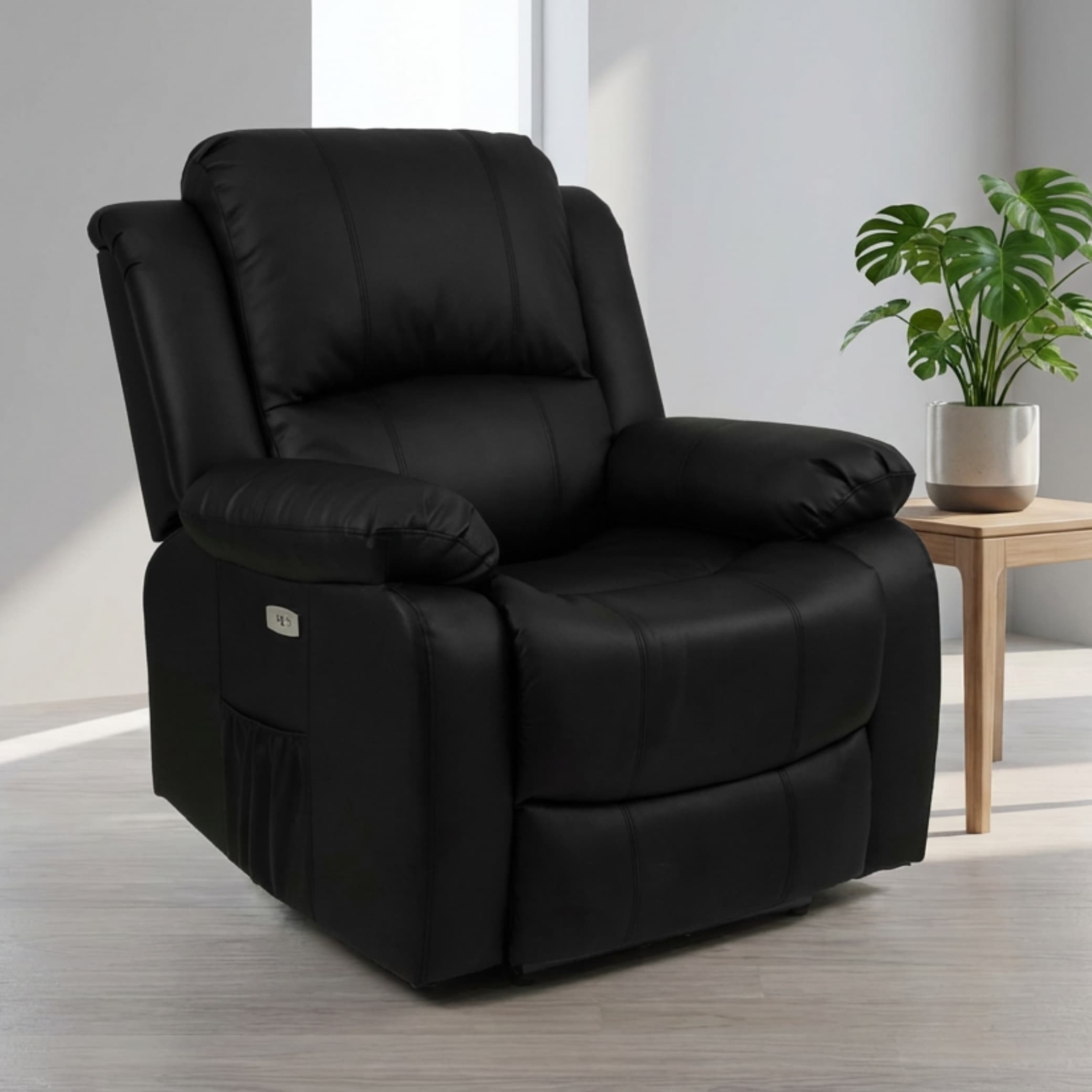 כורסת טלוויזיה עיסוי וחימום ריקלינר חשמלי Dolce Vita Torino Premium - עור תעשייתי בז' + USB