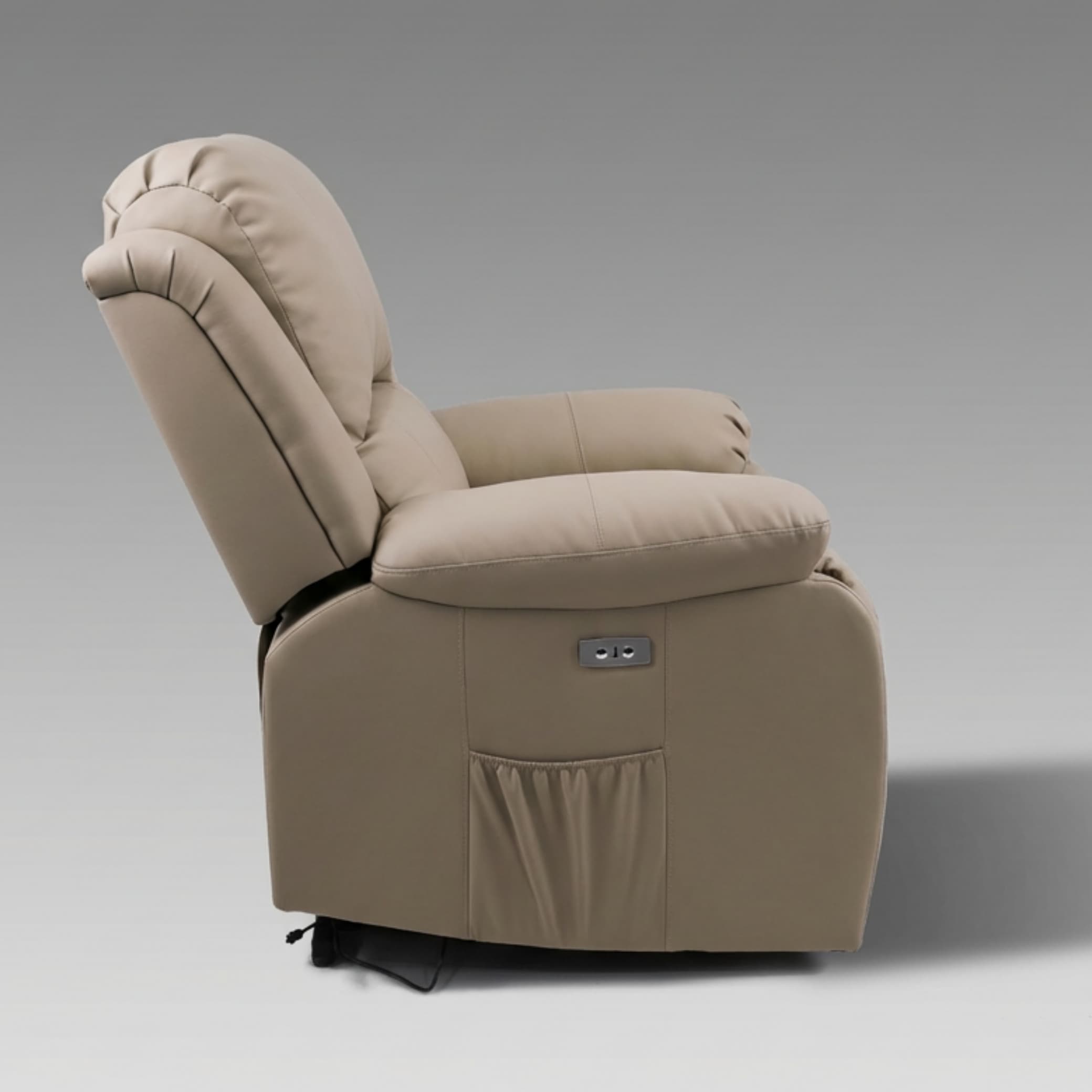 כורסת טלוויזיה עיסוי וחימום ריקלינר חשמלי Dolce Vita Torino Premium - עור תעשייתי בז' + USB