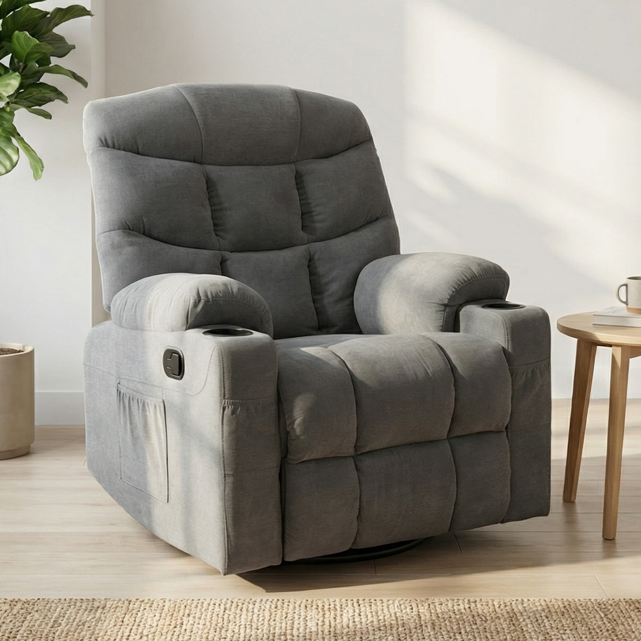 כורסת טלוויזיה עיסוי וחימום Dolce Vita Napoli Relax - בד אפור