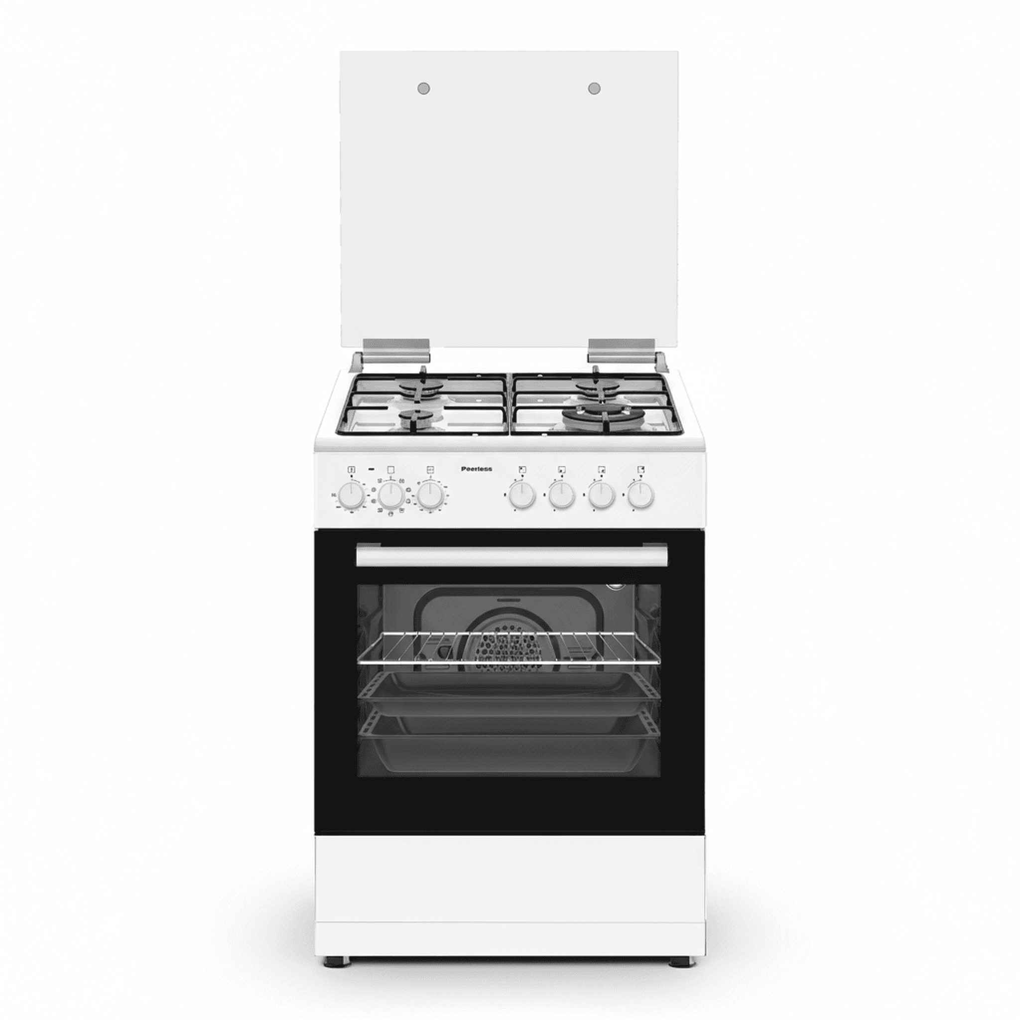 תנור משולב גז 60 פירלס PR 6006 WH לבן - מבט חזיתי מלא