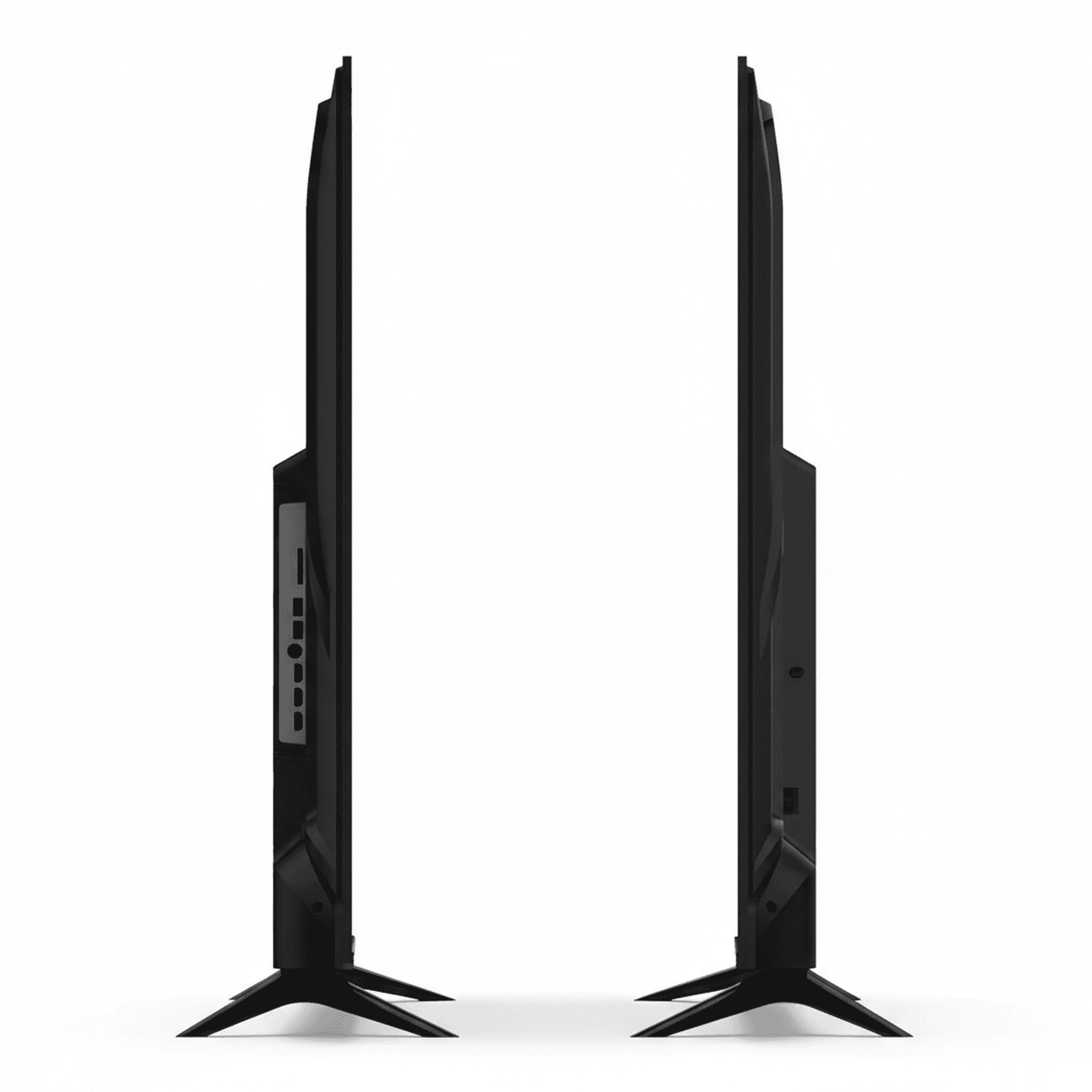 טלוויזיה פרוסוניק P50QOS3 מבט צדדי - חיבורי HDMI ו-USB בצד שמאל ופרופיל דק בצד ימין